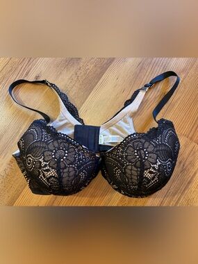 Aerie Black Nude Lace Push-up Bra 36D